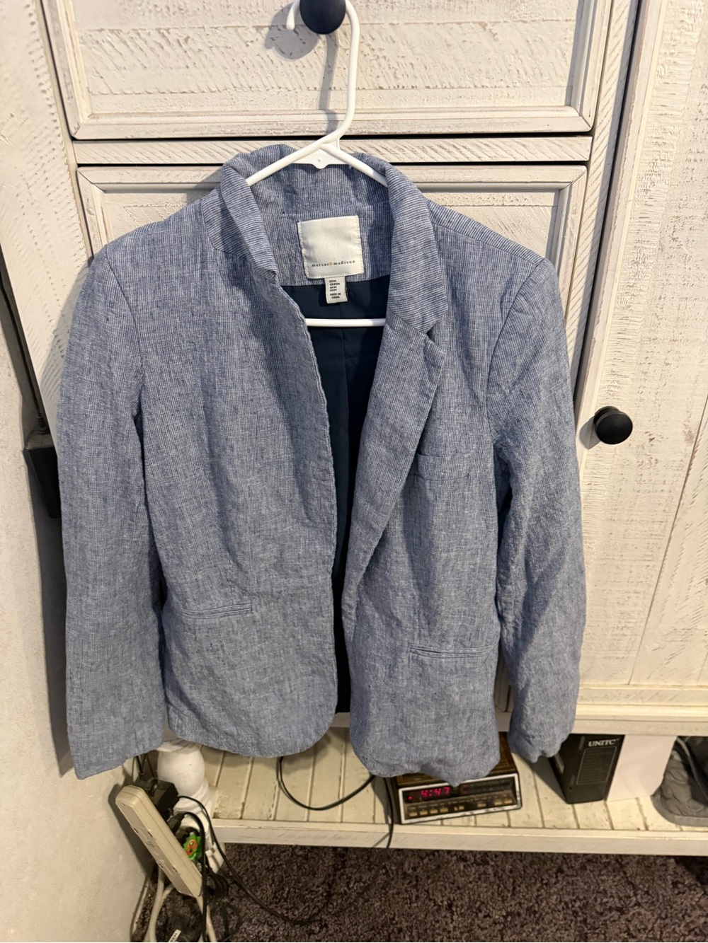 mercer & madison Light Blue Women's Linen-Blend Blazer